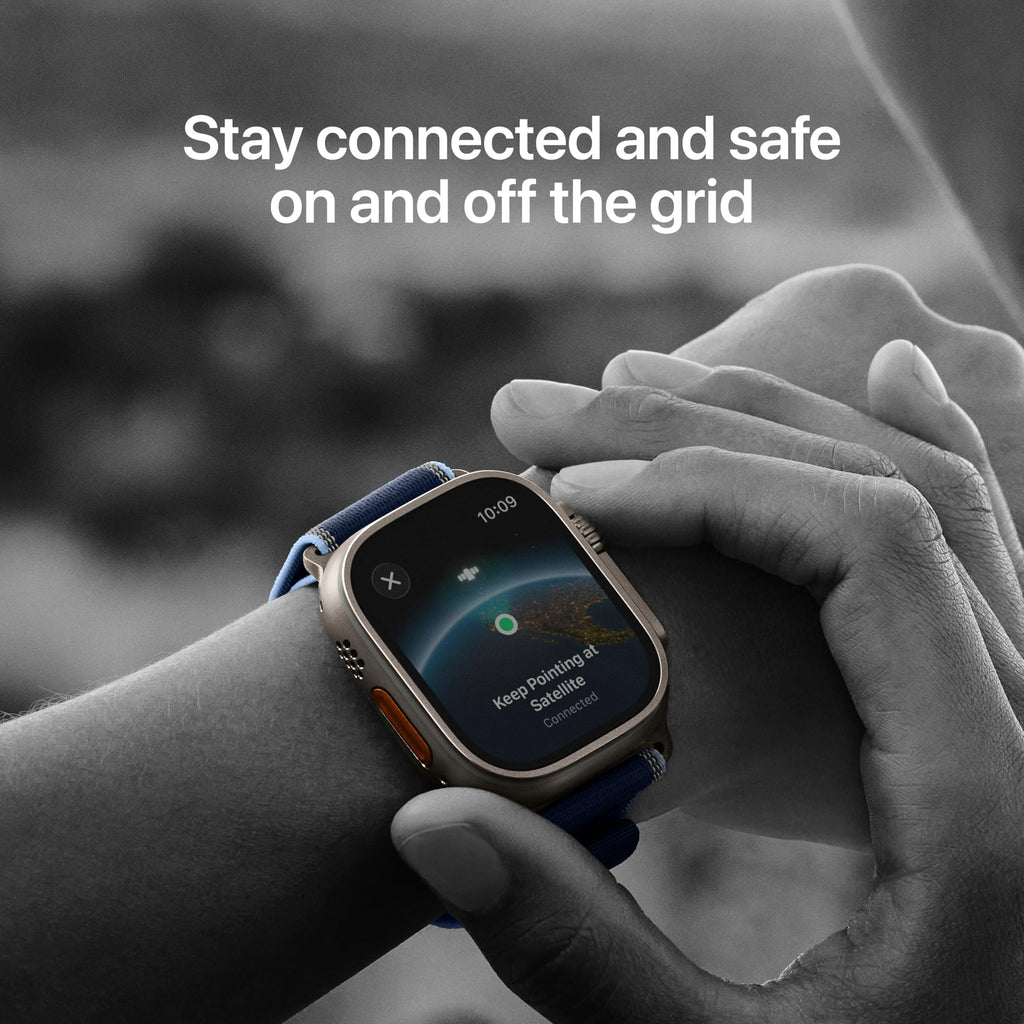 Apple Watch Ultra 3 [GPS + Cellular 49mm] Running & Multisport Smartwatch w/Rugged Titanium Case w/Blue/Bright Blue Trail Loop - M/L. Satellite Communications, Advanced Health & Fitness Tracking